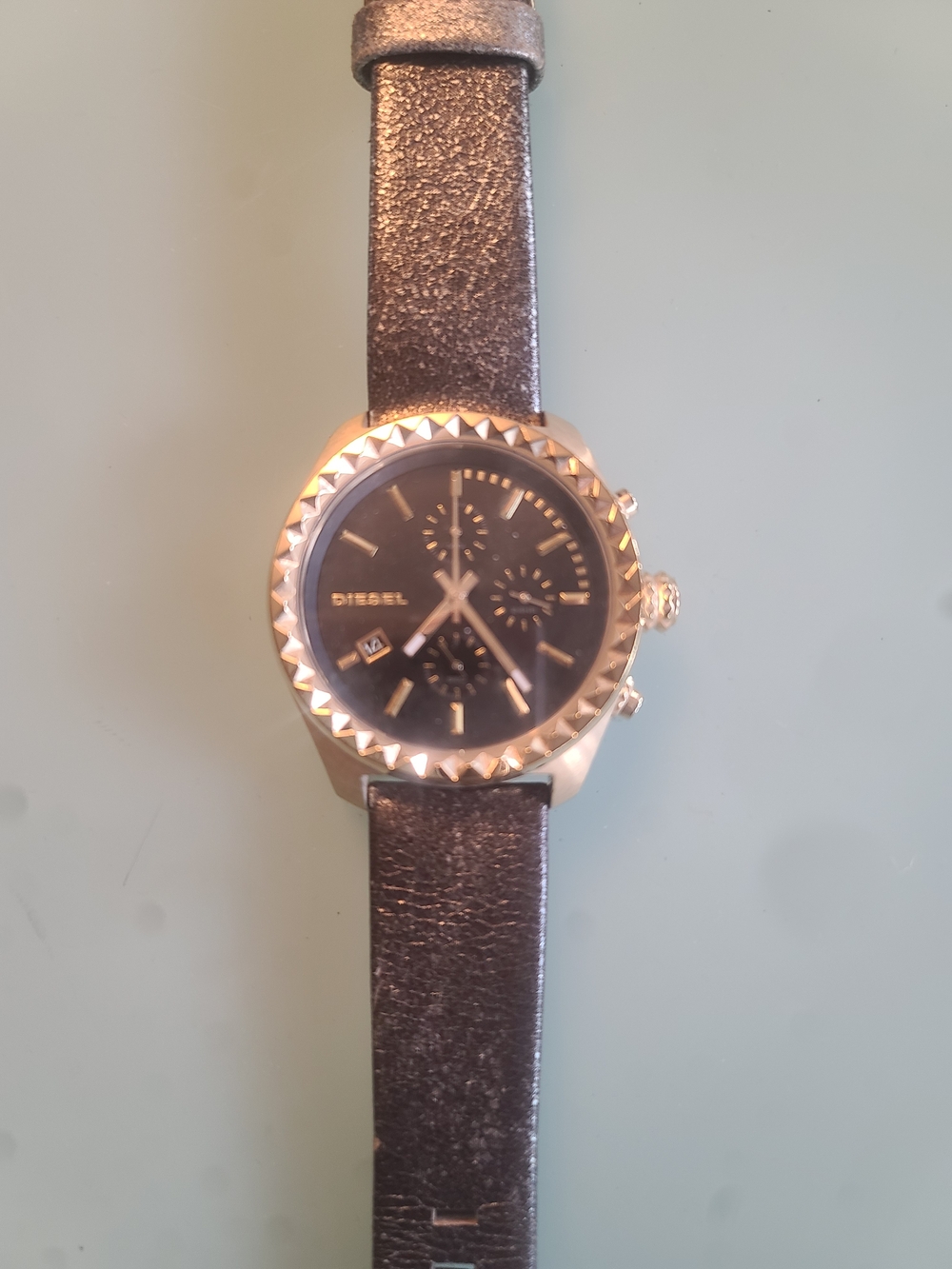 Diesel Women's Black Dial Watch with Gold-Tone Bezel